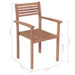 Vidaxl chaises de jardin empilables 6 pièces bois de teck solide