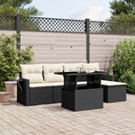 vidaXL Salon de jardin 6 Pièces avec coussins noir résine tressée