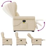 vidaXL Fauteuil inclinable de massage électrique Crème Tissu