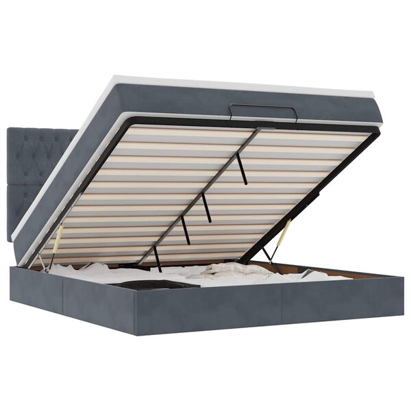 VidaXL Cadre de lit ottoman avec matelas gris foncé 180x200cm velours