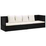 Lit de jardin chaise longue transat avec coussin et oreillers résine tressée noir 02_0012001