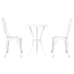 vidaXL Ensemble bistro de jardin 3 pc Blanc Aluminium