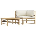 vidaXL Salon de jardin 2 Pièces avec coussins blanc crème Bambou