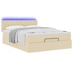 vidaXL Lit ottoman avec matelas et LED crème 140x190 cm tissu