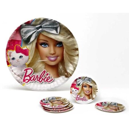 ATOSA Pack de 5 assiettes en carton - Collection Barbie - Fille - 23 cm