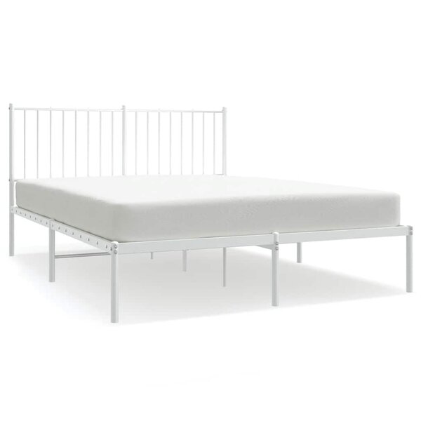 vidaXL Cadre de lit métal sans matelas et tête de lit blanc 135x190 cm