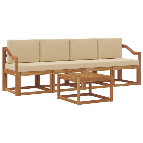 vidaXL Ensemble de canapés d'extérieur 5 pc Naturel et Beige