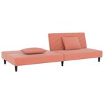 vidaXL Canapé-lit à 2 places avec deux oreillers Rose Velours