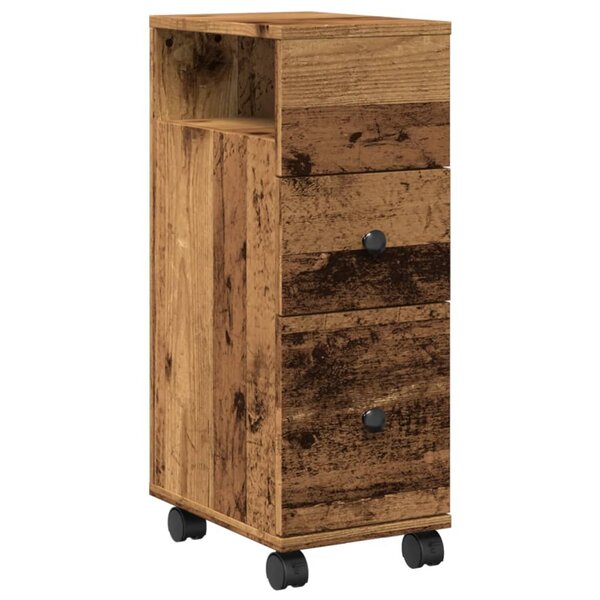 vidaXL Meuble étroit de salle de bain à roulettes vieux bois