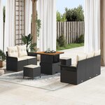 vidaXL Ensemble de canapé de jardin 8 Pièces Noir  Crème 80 x 80 x 71 cm