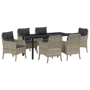 vidaXL Ensemble de salle à manger pour jardin 7 Pièces Gris clair