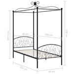 vidaXL Cadre de lit à baldaquin sans matelas noir métal 90x200 cm