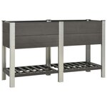 vidaXL Lit surélevé de jardin avec étagère 150x50x90 cm WPC Gris