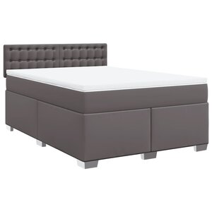 vidaXL Sommier à lattes de lit avec matelas Gris 140x200 cm Similicuir