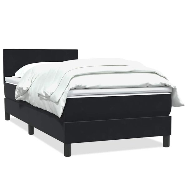 vidaXL Sommier à lattes de lit avec matelas noir 90x210 cm velours