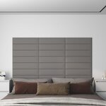 vidaXL Panneaux muraux 12 Pièces Gris clair 60x15 cm Tissu 1 08 m²