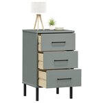 vidaXL Table de chevet avec pieds en métal Gris Bois pin massif OSLO