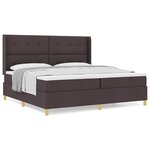 vidaXL Lit à Ressorts avec matelas Marron foncé 200 x 200 cm tissu