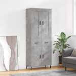 vidaXL Buffet haut Gris béton 69 5x34x180 cm Bois d'ingénierie