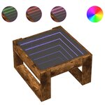 vidaXL Table basse avec LED infini chêne fumé 50x53x30 cm