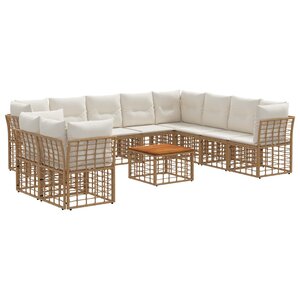 vidaXL Ensemble de canapés d'extérieur 11 pc Blanc Naturel et Crème