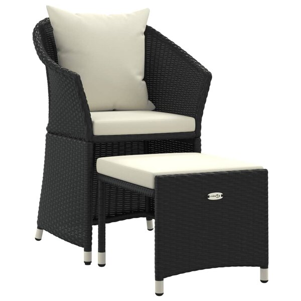 vidaXL Salon de jardin 2 Pièces avec coussins Noir Résine tressée