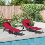 vidaXL Chaise longue pliante 2 Pièces Rouge 56 x 190 x 81cm tissu