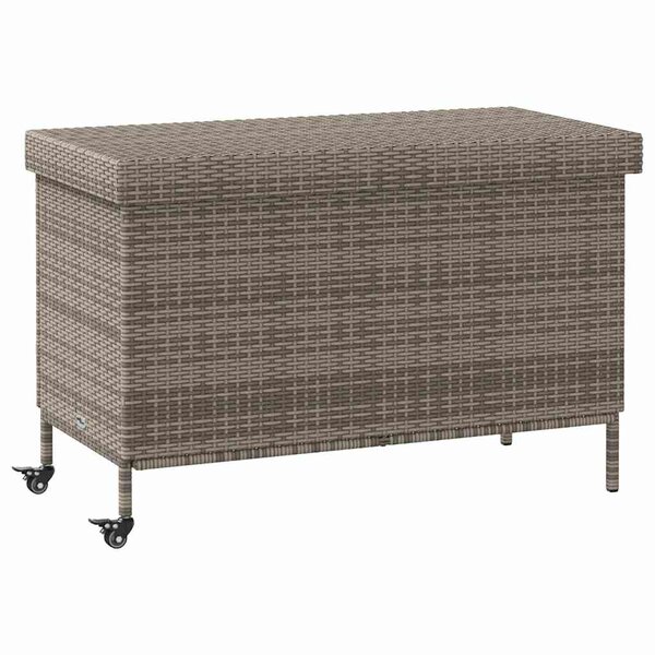 vidaXL Boîte de rangement de jardin et roues gris résine tressée