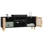vidaXL Meuble TV Noir 105x30x40cm Bois de pin massif et rotin naturel