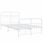 vidaXL Cadre de lit métal sans matelas et pied de lit blanc 120x200 cm