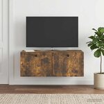 vidaXL Meuble TV mural Chêne fumé 78 5 x 41 x 30 cm Bois d'ingénierie