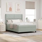 Lit Box Spring avec Matelas & Lumière LED Gris clair 140x200 cm Velours