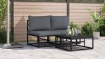 vidaXL Mobilier de jardin avec coussin 2 Pièces Noir Aluminium