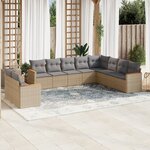 vidaXL Salon de jardin et coussins 10 Pièces mélange beige résine tressée