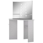 vidaXL Coiffeuse d'angle avec LED Gris béton 111x54x141 5 cm