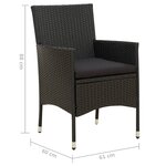 vidaXL Chaises de jardin lot de 2 avec coussins Résine tressée Noir