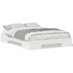 vidaXL Cadre de lit surélevé avec stockage Blanc Bois massif en pin