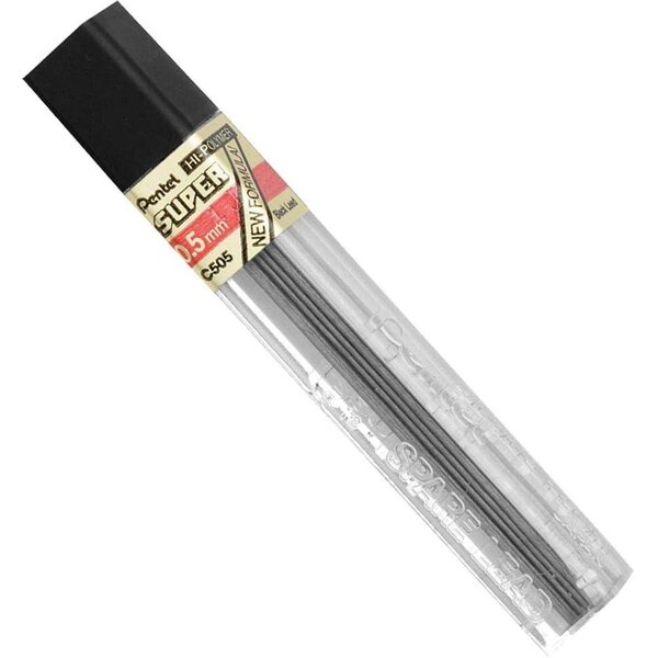 Etui de 12 mines HI POLYMER SUPER  0 5mm - F x 12 PENTEL