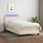 vidaXL Sommier à lattes de lit avec matelas LED Crème 90x190 cm Tissu