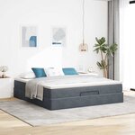 VidaXL Cadre de lit ottoman avec matelas gris foncé 180x200 cm velours