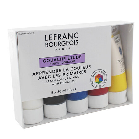 Set gouache étude 5 tubes - 80 ml - lefranc bourgeois