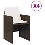 vidaXL Chaises de jardin avec coussins lot de 4 marron résine tressée