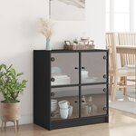 vidaXL Armoire latérale avec portes en verre noir 68x37x75 5 cm