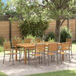 vidaXL Ensemble de salle à manger pour jardin 9 Pièces Gris