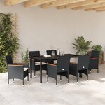 vidaXL Ensemble de Salle à Manger de Jardin 7 Pièces Noir Rattan Synthétique
