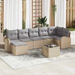 vidaXL Ensemble de canapé de jardin 8 Pièces Beige Poly rotin