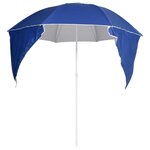 vidaXL Parasol de plage avec parois latérales bleu 215 cm