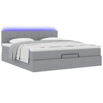 vidaXL Lit ottoman avec matelas et LED Gris clair 180x200 cm tissu