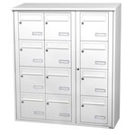 Bloc collectif Leabox  3x4  grade 3  simple face  extérieur  fixation murale  blanc neige ral 9016 finition brillante