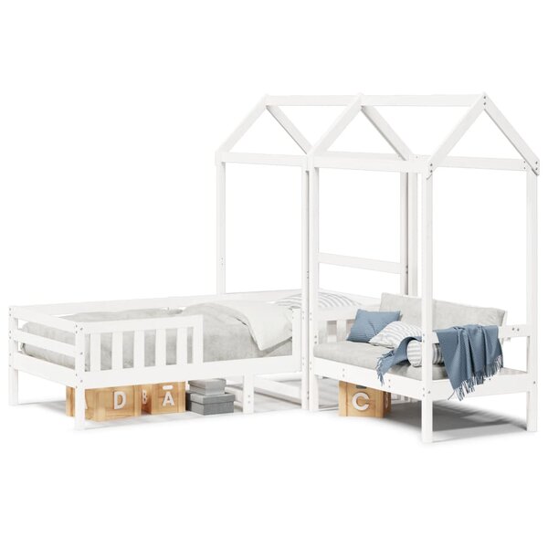 vidaXL Ensemble de lit et de banc avec toit sans matelas 100x200 cm